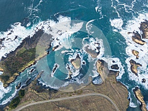 Aerial of Rugged Mendocino Coastline in California