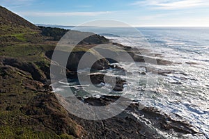 Aerial of Rugged Northern California Coast and Ocean