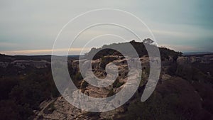 Aerial of ruins of the ancient city Mangup Kale. Crimea