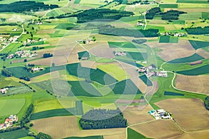 Aerial of rural area near Airport Munich in the erdinger moos