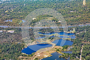 aerial of rural landscape with highway near Houston, Texas photo