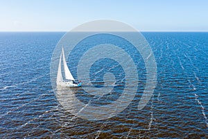 Aerial from sailing on the IJsselmeer in the Netherlands