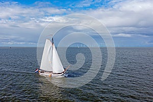 Aerial from sailing on the IJsselmeer in the Netherlands