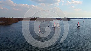 Aerial from sailing on the loosdrechtse plassen in Netherlands