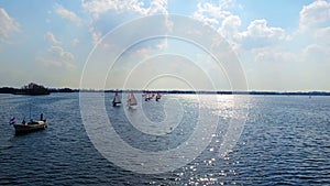 Aerial from sailing on the loosdrechtse plassen in Netherlands