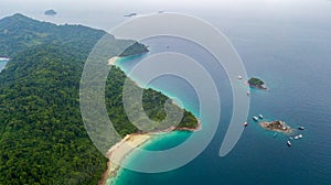 Aerial of San Chao Beach at Koh Rang in Koh Chang National Park