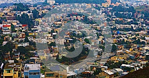 Aerial of San Francisco, California neighborhood in the hills