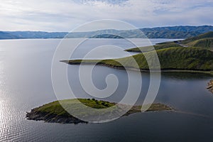 Aerial of San Luis Reservoir in Central California. photo