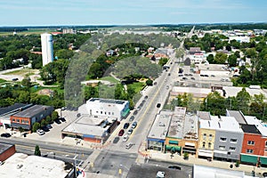 Aerial scene of Aylmer, Ontario, Canada in summer