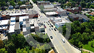 Aerial scene of Aylmer, Ontario, Canada on summer morning