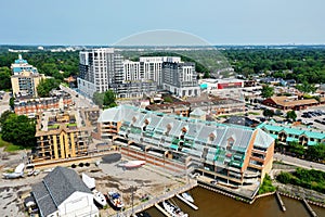 Aerial scene of the downtown of Oakville, Ontario, Canada