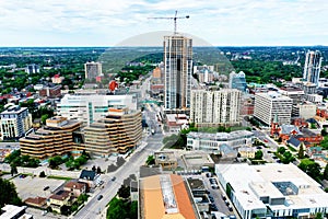 Aerial scene of Kitchener, Ontario, Canada on a fine morning