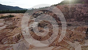 aerial scene of the land erosion due to deforestation.