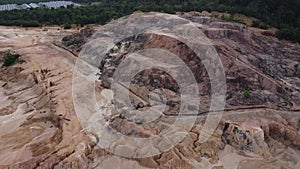 aerial scene of the land erosion due to deforestation.