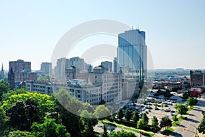 Aerial scene of the London, Ontario, Canada downtown