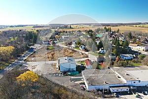 Aerial scene of New Dundee, Ontario, Canada on a fine day