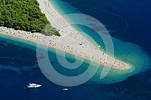 Aerial scene of Zlatni rat beach on BraÃÂ island photo