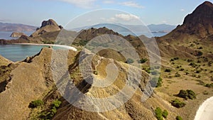 Aerial scenery of Padar Island with savanna hills