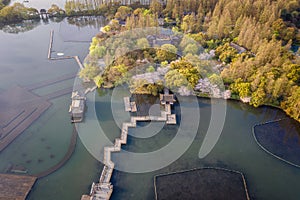 Aerial scenery of West Lake in Hangzhou