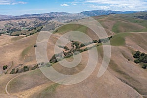 Aerial of Scenic Hills and Valleys in Livermore, California