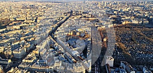 Aerial scenic view of Paris, France.