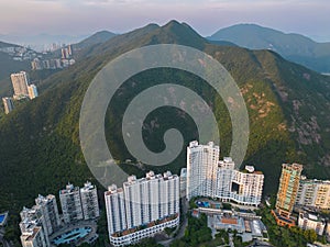 Aerial scenic view of Repulse Bay with modern skyscrapers in Hong Kong, South East Asia