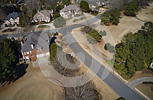 Aerial scenic view of an upscale sub division in suburbs of Georgia