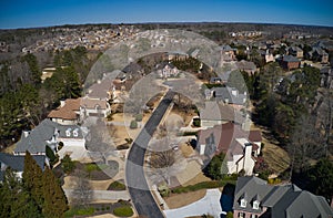Aerial scenic view of an upscale sub division in suburbs of Georgia