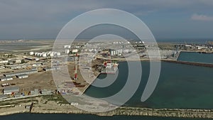 Aerial Sea port of Aktau Kazakhstan