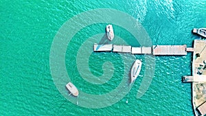 Aerial. Sea port with yachts.