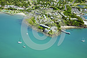 Aerial of seaside town