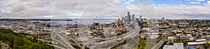 Aerial Seattle city panorama