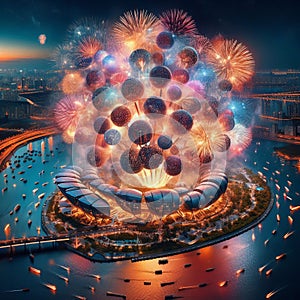 72 1. Aerial shells_ Large, spherical fireworks that e