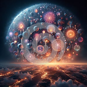 Aerial shells Large, spherical fireworks that explode