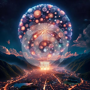 Aerial shells Large, spherical fireworks that explode