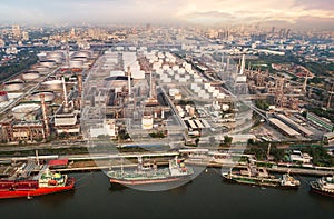 Aerial shipping port at refinery