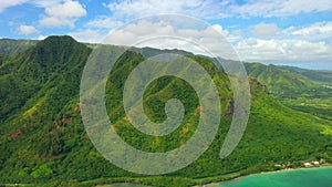 Aerial Shoot, Hawaii, Island Oahu, Huilua Pond, Kahana Bay, Mahie Point, Pacific Ocean