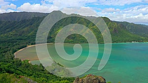 Aerial Shoot, Hawaii, Island Oahu, Kahana Bay, Mahie Point, Pacific Ocean, Huilua Pond