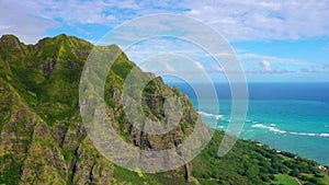 Aerial Shoot, Hawaii, Island Oahu, Kualoa Regional Park, Kualoa Ranch, Kualoa Point, Pacific Ocean