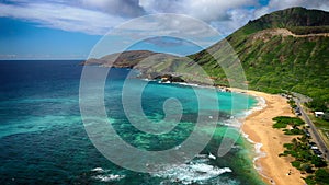 Aerial Shoot, Hawaii, Island Oahu, Pacific Ocean, Honolulu, Maunalua Bay, Kahauloa Cove, Hanauma Bay