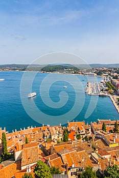 Aerial shoot of Old town Rovinj, Istria, Croatia