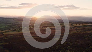 Aerial Shoot at Sunset over Scenic Upland in United Kingdom