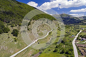 Aerial shooting of a mountain road.