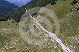 Aerial shooting of a mountain road.
