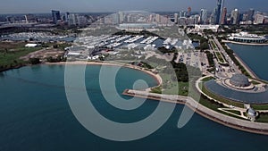 Aerial shoreline view of Lake Michigan in Chicago, Illinois