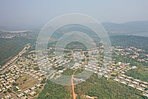 Aerial shot of the Akosombo township in Ghana