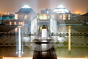 Aerial shot of Ambedkar park with the Museums in background