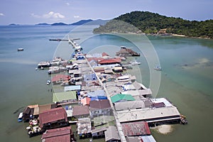 Aerial shot of Bang Bao fishing village in Koh Chang