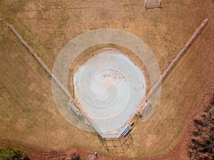 Aerial shot of a baseball practice field