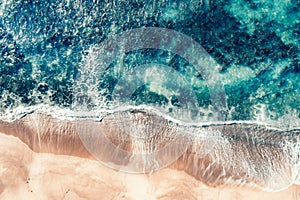 Aerial shot beach waves at Coalcliff